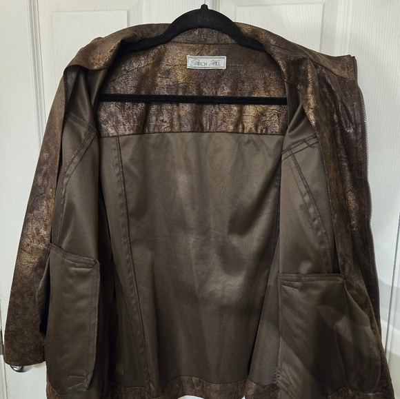 Birch Hill-jacket,coat,gun metal hardware,faux suede,brown,Size XXL - Picture 10 of 14